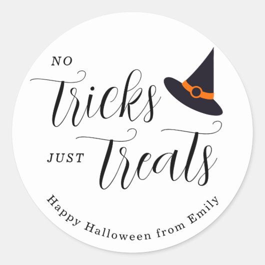 No Tricks behandelt gewoon Happy Halloween Ronde Sticker (Voorkant)
