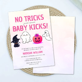 No Tricks Just Baby Kicks Het Halloween-Baby showe Kaart
