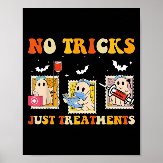 No Tricks Just S Funny Halloween Ghost Nursing  Poster (Voorkant)