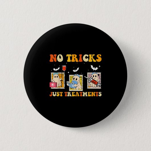 No Tricks Just S Funny Halloween Ghost Nursing  Ronde Button 5,7 Cm (Voorkant)