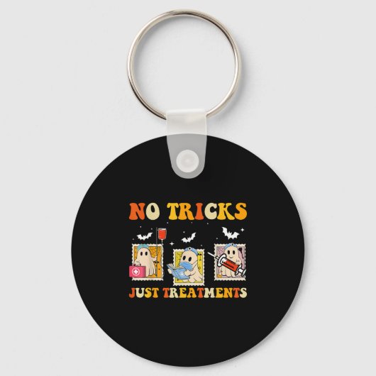 No Tricks Just S Funny Halloween Ghost Nursing  Sleutelhanger (Voorkant)