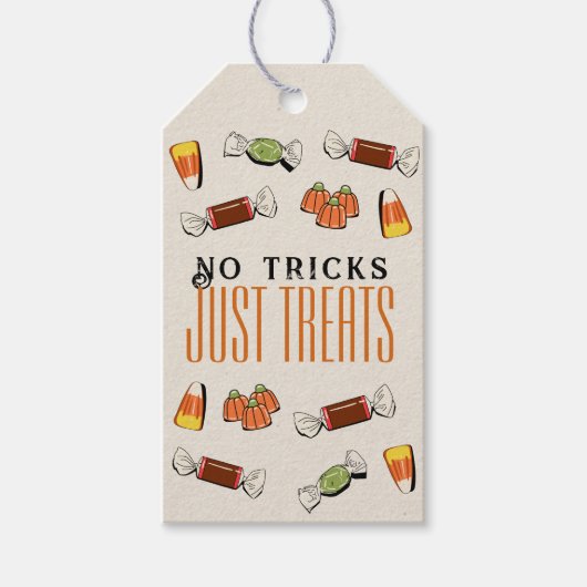 No Tricks Just Treats Halloween Gift Bag Label Cadeaulabel (Voorkant)