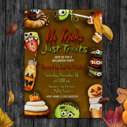 No Tricks Just Treats - Halloween Party Kaart