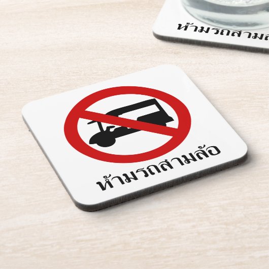 NO Tuk TAXI ⚠ Thai Road Sign ⚠ Drankjes Onderzetter (Linkerzijde)