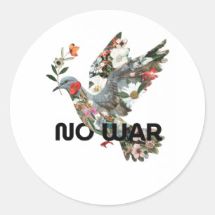 No War Peace Dove Pacifistische stoutmoedige verkl Ronde Sticker