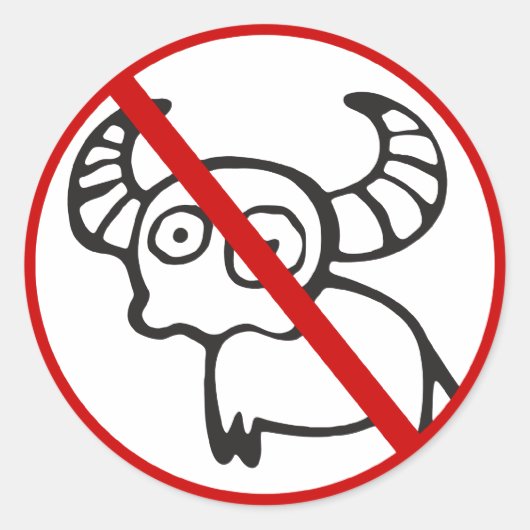 NO Water Buffalo ⚠ Funny Asian Thai Sign ⚠ Ronde Sticker (Voorkant)