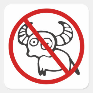 NO Water Buffalo ⚠ Funny Asian Thai Sign ⚠ Vierkante Sticker