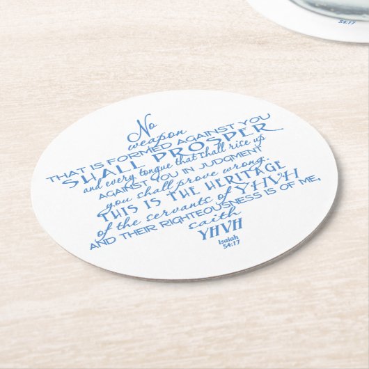 No Weapon Star van David Ronde Kartonnen Onderzetter (Gebogen)