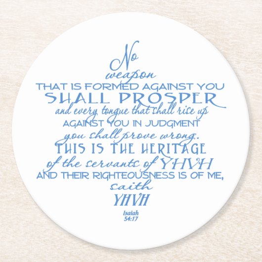 No Weapon Star van David Ronde Kartonnen Onderzetter (Voorkant)