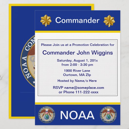 NOAA Luitenant Commandant Uitnodiging (Voorkant / Achterkant)