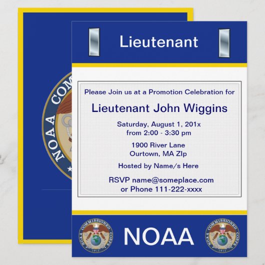 NOAA Luitenant Jg Uitnodiging (Voorkant / Achterkant)