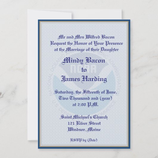 NOAA Wedding Invitation Kaart (Achterkant)