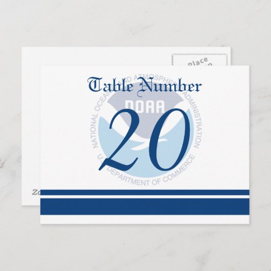 NOAA Wedding Table Nimber Briefkaart (Voorkant / Achterkant)