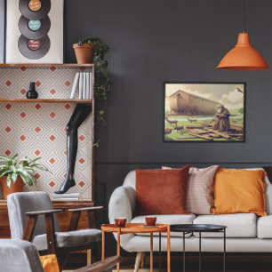 Noach bereidt de grote ark voor poster