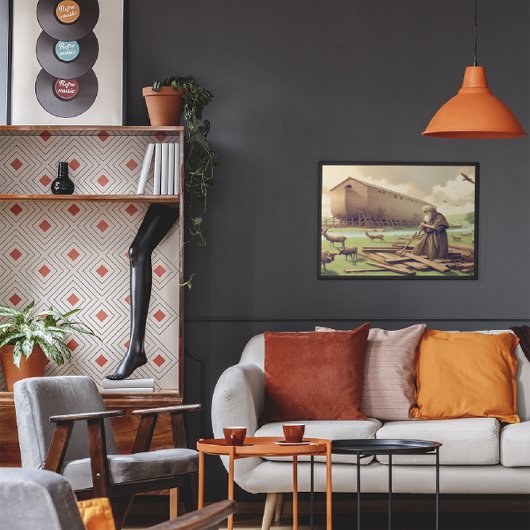 Noach bereidt de grote ark voor poster