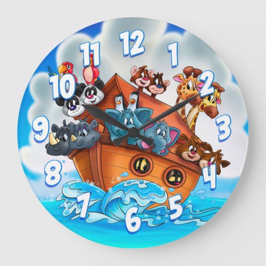 Noach tekening kinder muurklok grote klok (Voorkant)