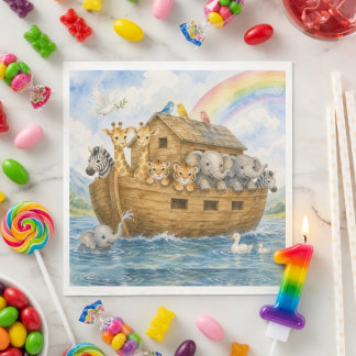 Noachis ark Baby Dieren Aquarel Feestservetten Servet