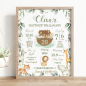 Noachis Ark Geboortestatistieken Babykamer Groene  Poster