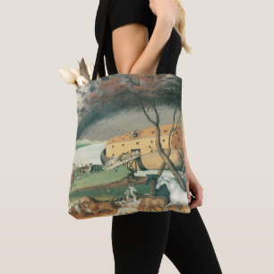 Noachis ark van Edward Hicks, Vintage volkskunst Tote Bag