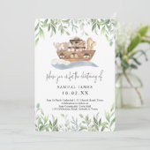 Noachis Ark Waterverf Dieren Groene Christening Kaart (Staand voorkant)