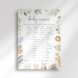 Noach's Ark Baby Shower Baby Dieren Match Game Kaart