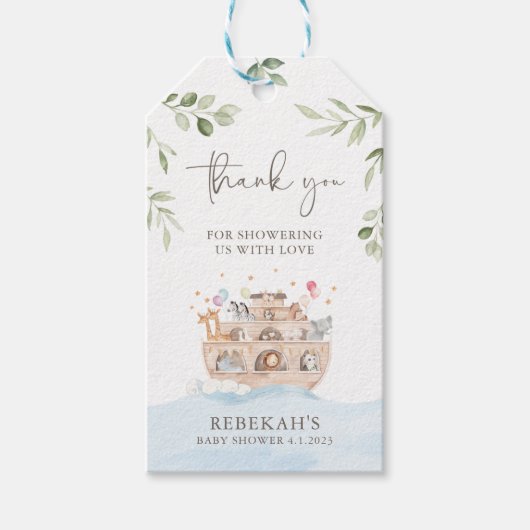 Noach's Ark bedankings gunst tag Cadeaulabel (Voorkant)