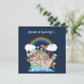 Noachs ark dier uitnodiging Navy Blauwe (Staand voorkant)