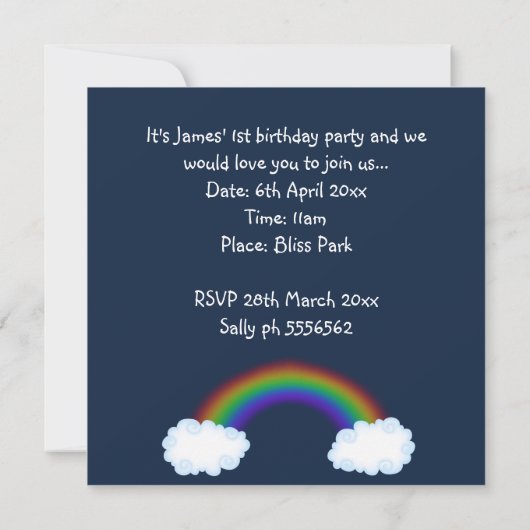 Noachs ark dier uitnodiging Navy Blauwe (Achterkant)