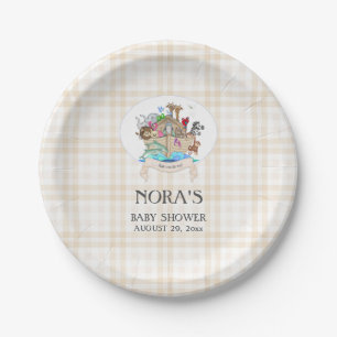 Noach's Ark Dieren Ivoor Beige Gingham Papieren Bordje