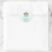 Noach's Ark Dieren Mint Gingham Ronde Sticker (Tas)