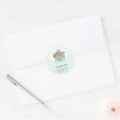 Noach's Ark Dieren Mint Gingham Ronde Sticker (Envelop)