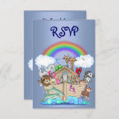 NOACH'S ARK DIEREN RSVP BLAUW KAART (Voorkant / Achterkant)