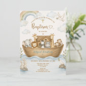 Noach's Ark Doop Christelijk Baby Kaart (Staand voorkant)