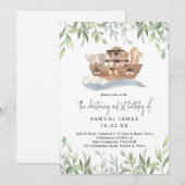 Noach's Ark Groene Doop & 1e Verjaardag Kaart (Voorkant / Achterkant)