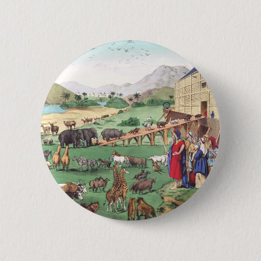Noachs ark met dieren ronde button 5,7 cm (Voorkant)