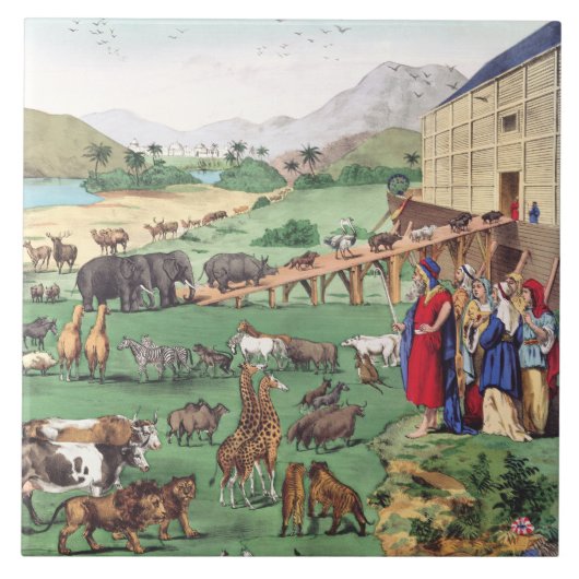 Noachs ark met dieren tegeltje (Voorkant)
