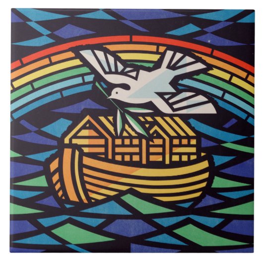 Noach's ark met Heilige Geest Tegeltje (Voorkant)