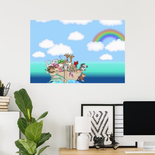 Noach's Ark Muurschildering Poster Baby Nursery Ki (Thuiskantoor)