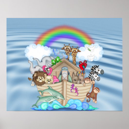 NOACH'S ARK Regenboog NURSERIJ DECORATIE Poster (Voorkant)
