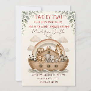 Noach's Ark Tweeling Baby Shower Kaart