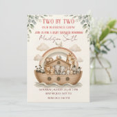 Noach's Ark Tweeling Baby Shower Kaart (Staand voorkant)