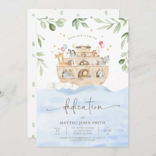 Noach's Ark Uitnodiging Aankondiging (Voorkant / Achterkant)