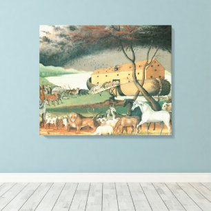 Noachs Ark van Edward Hicks, Vintage Volkskunst Canvas Afdruk