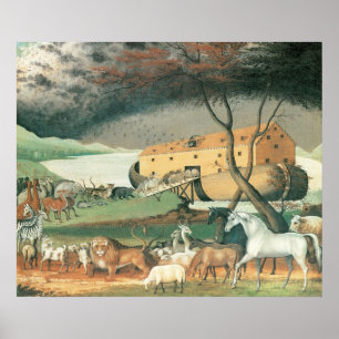 Noachs Ark van Edward Hicks, Vintage Volkskunst Poster