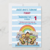 Noah Ark Boy Birthday Party Invitation Kaart (Voorkant)
