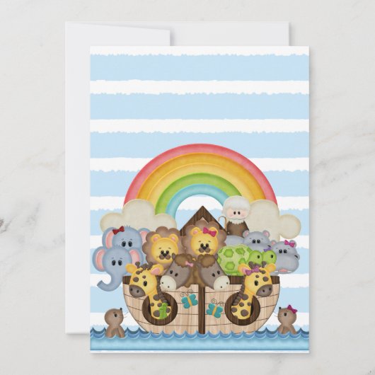 Noah Ark Boy Birthday Party Invitation Kaart (Achterkant)
