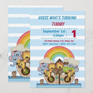 Noah Ark Boy Birthday Party Invitation Kaart