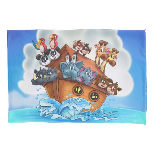 Noah Ark cartoon kussen voor kinderkamer Kussensloop (Voorkant)