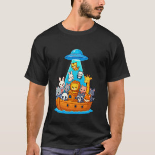 Noah Ark Grappige Dierenontvoering UFO Straal Alie T-shirt