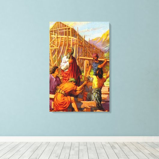Noah bouwt de Ark Genesis 6 Canvas Afdruk (Insitu (Houten vloer))